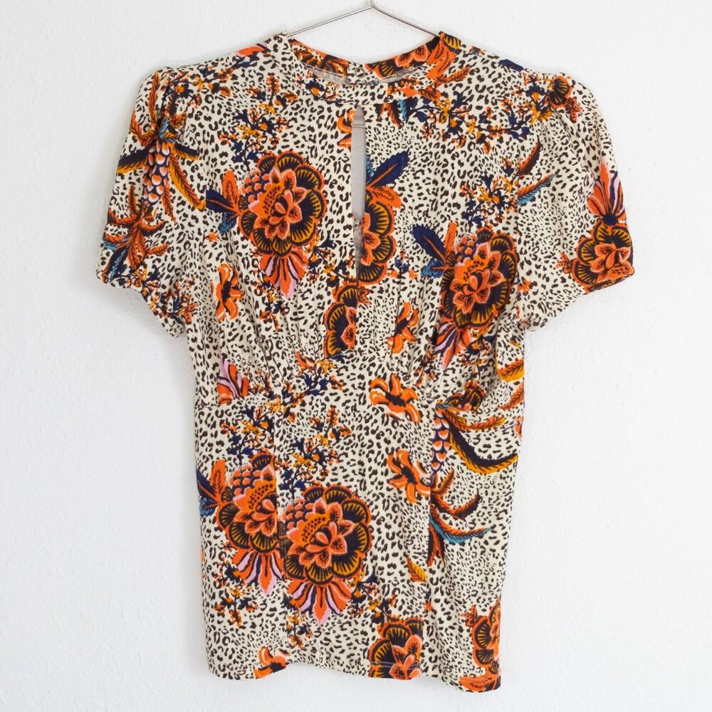 Free People short sleeve blouse – floral with animal print